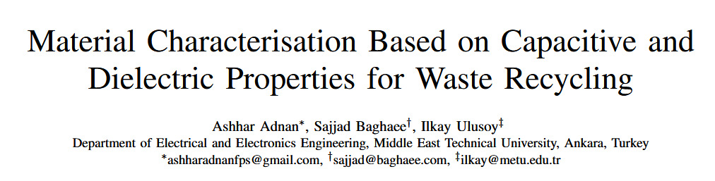 Bildiri başlık sayfası: Material Characterisation Based on Capacitive and Dielectric Properties for Waste Recycling