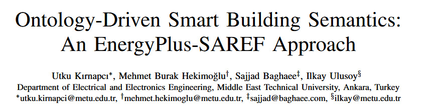 Bildiri başlık sayfası: Onthology-Driven Smart Building Smantics: An EnergyPlus-SAREF Approach